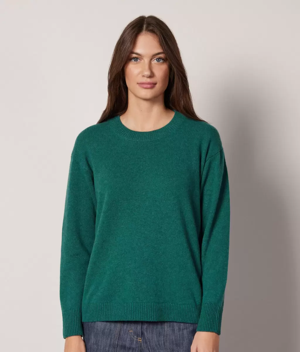 Kobieta Falconeri Dark_Green Swetry Z Okrągłym Dekoltem Sweter Z Okrągłym Dekoltem Z Kaszmiru Ultrasoft - 1