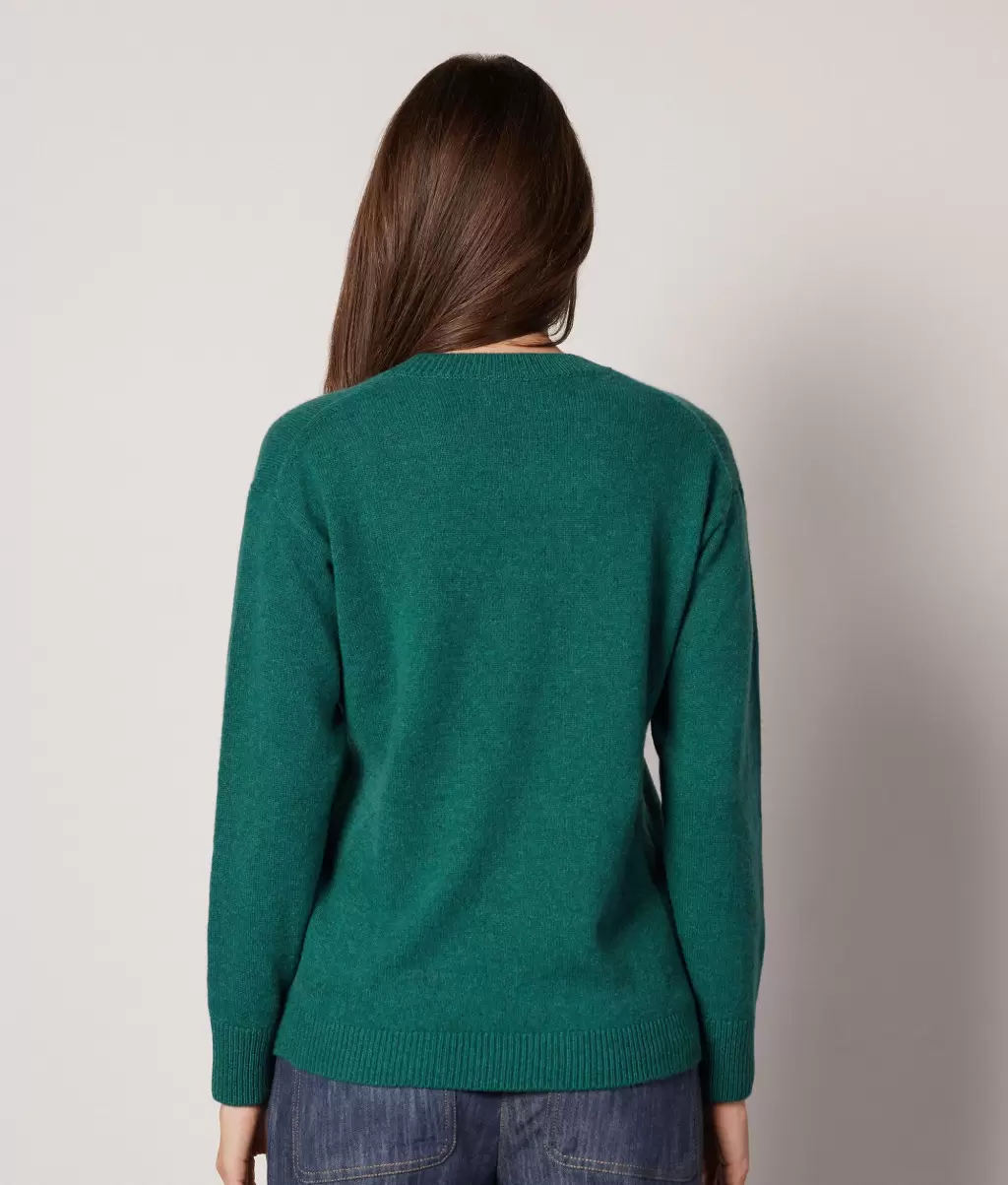 Kobieta Falconeri Dark_Green Swetry Z Okrągłym Dekoltem Sweter Z Okrągłym Dekoltem Z Kaszmiru Ultrasoft - 2