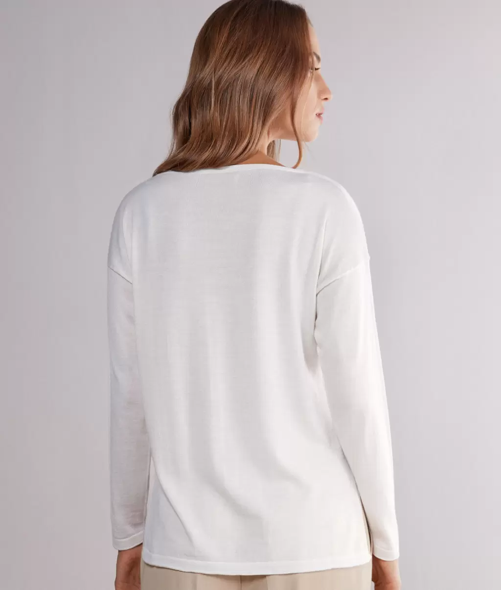 Falconeri Swetry Z Okrągłym Dekoltem White Kobieta Bluzka Z Dekoltem W Łódkę Z Kaszmiru Ultrafine - 2