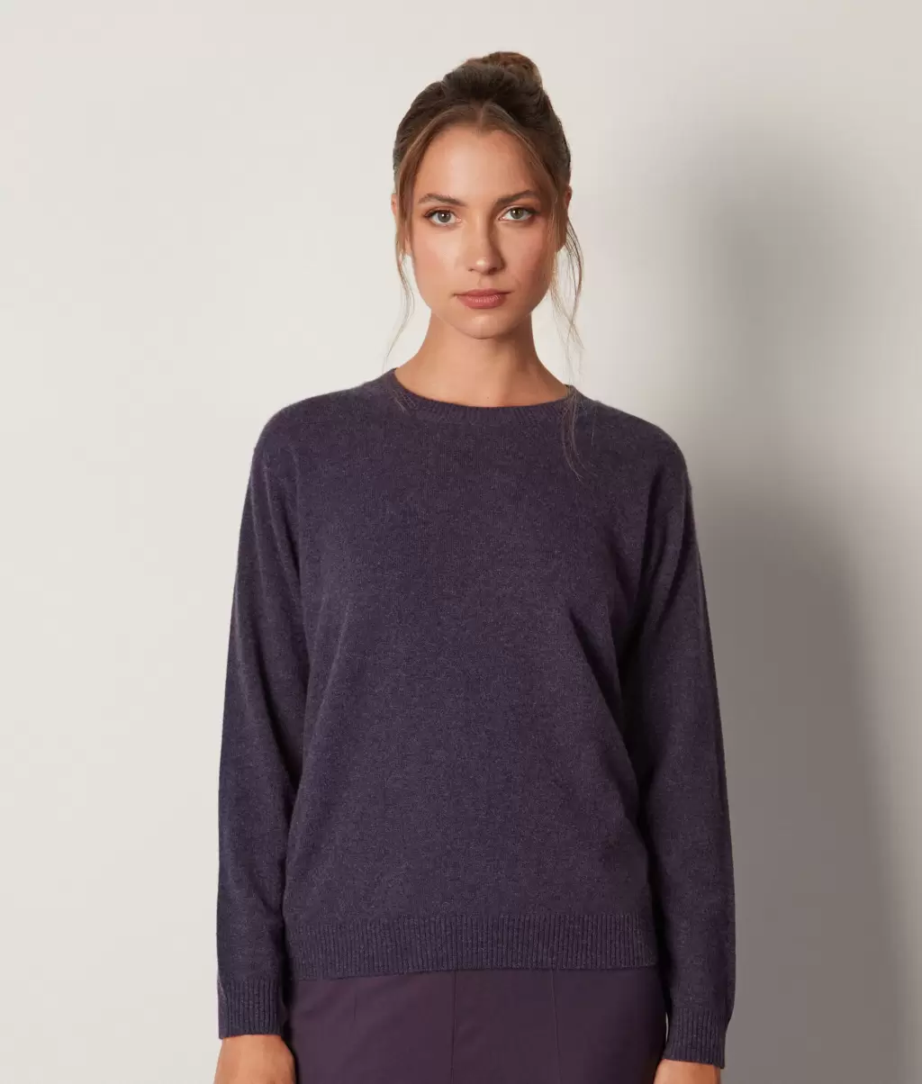 Sweter Z Dekoltem W Łódkę Z Kaszmiru Ultrasoft Falconeri Swetry Z Okrągłym Dekoltem Kobieta Violet - 1