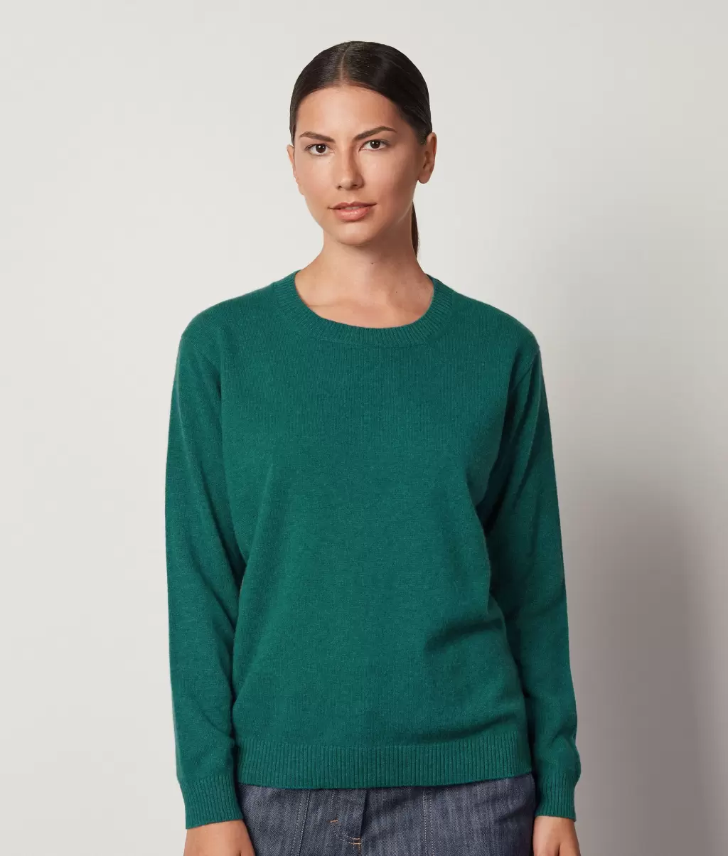 Dark_Green Falconeri Sweter Z Dekoltem W Łódkę Z Kaszmiru Ultrasoft Swetry Z Okrągłym Dekoltem Kobieta - 1