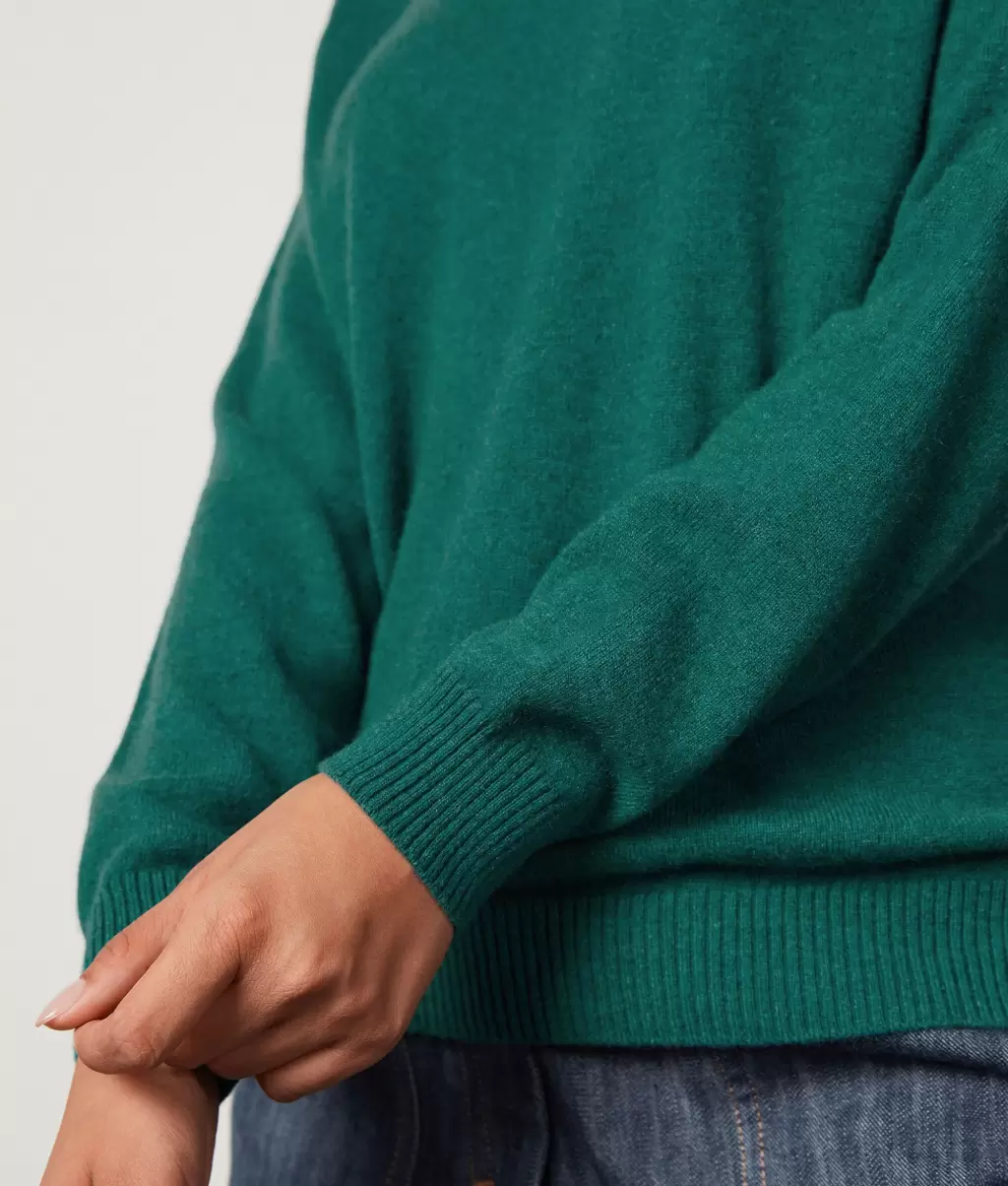 Dark_Green Falconeri Sweter Z Dekoltem W Łódkę Z Kaszmiru Ultrasoft Swetry Z Okrągłym Dekoltem Kobieta - 3