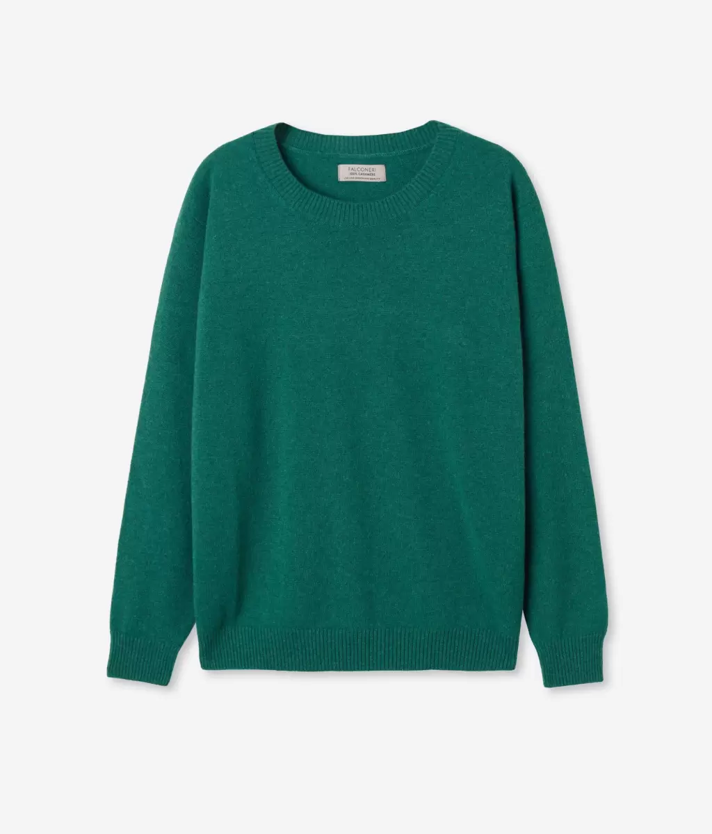 Dark_Green Falconeri Sweter Z Dekoltem W Łódkę Z Kaszmiru Ultrasoft Swetry Z Okrągłym Dekoltem Kobieta - 4