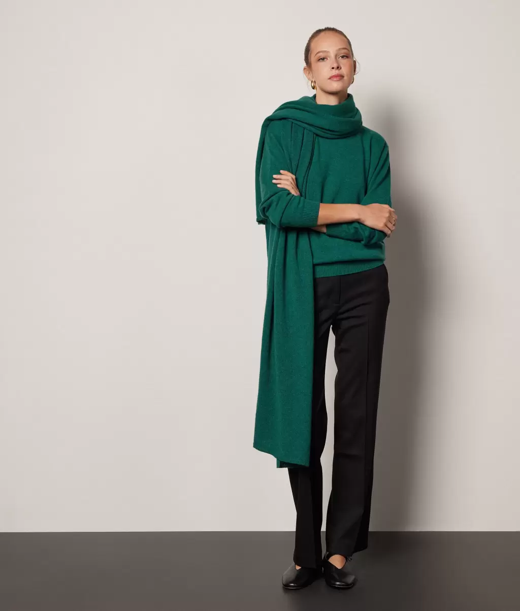 Dark_Green Falconeri Sweter Z Dekoltem W Łódkę Z Kaszmiru Ultrasoft Swetry Z Okrągłym Dekoltem Kobieta