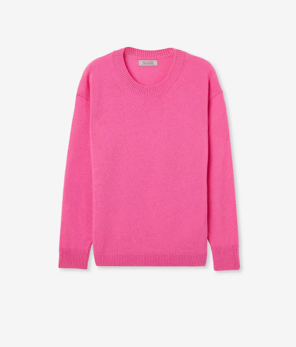Pink Swetry Z Okrągłym Dekoltem Sweter Z Okrągłym Dekoltem Z Kaszmiru Ultrasoft Falconeri Kobieta - 4