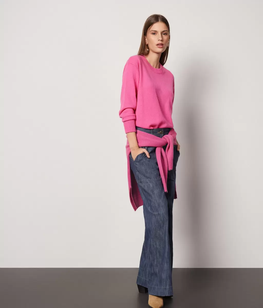 Pink Swetry Z Okrągłym Dekoltem Sweter Z Okrągłym Dekoltem Z Kaszmiru Ultrasoft Falconeri Kobieta