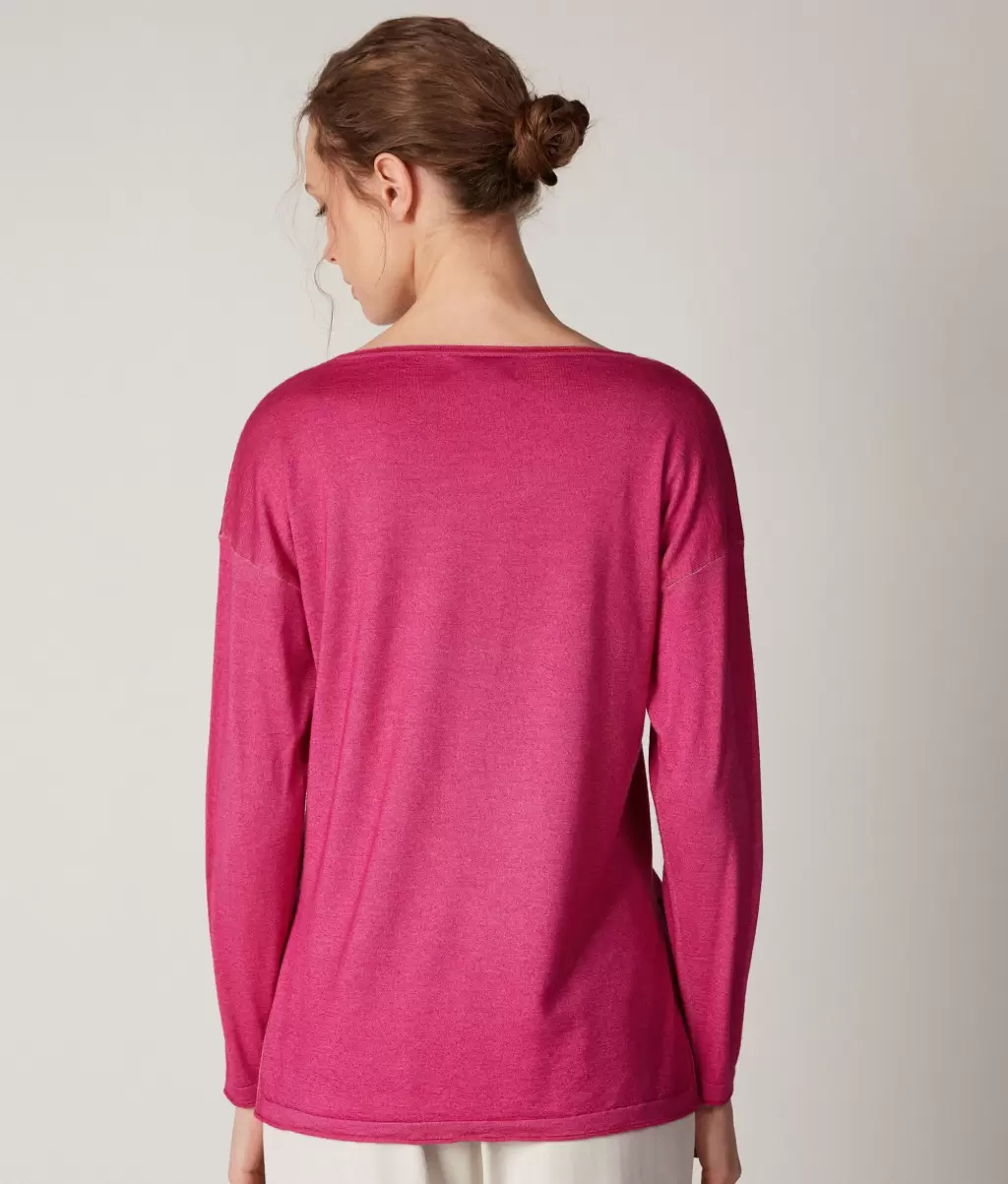 Swetry Z Okrągłym Dekoltem Bluzka Z Dekoltem W Łódkę Z Kaszmiru Ultrafine Kobieta Falconeri Pink - 2