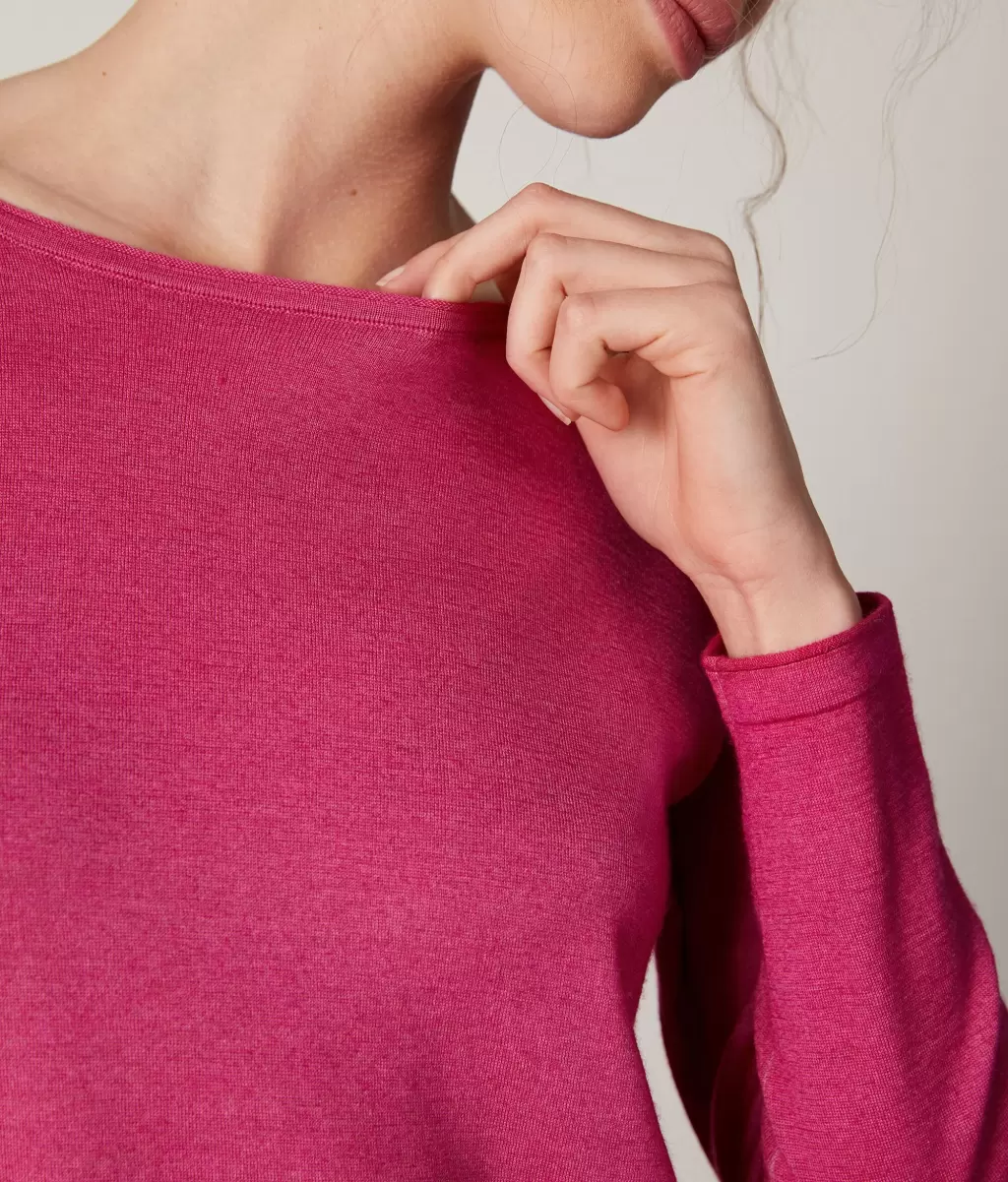 Swetry Z Okrągłym Dekoltem Bluzka Z Dekoltem W Łódkę Z Kaszmiru Ultrafine Kobieta Falconeri Pink - 3
