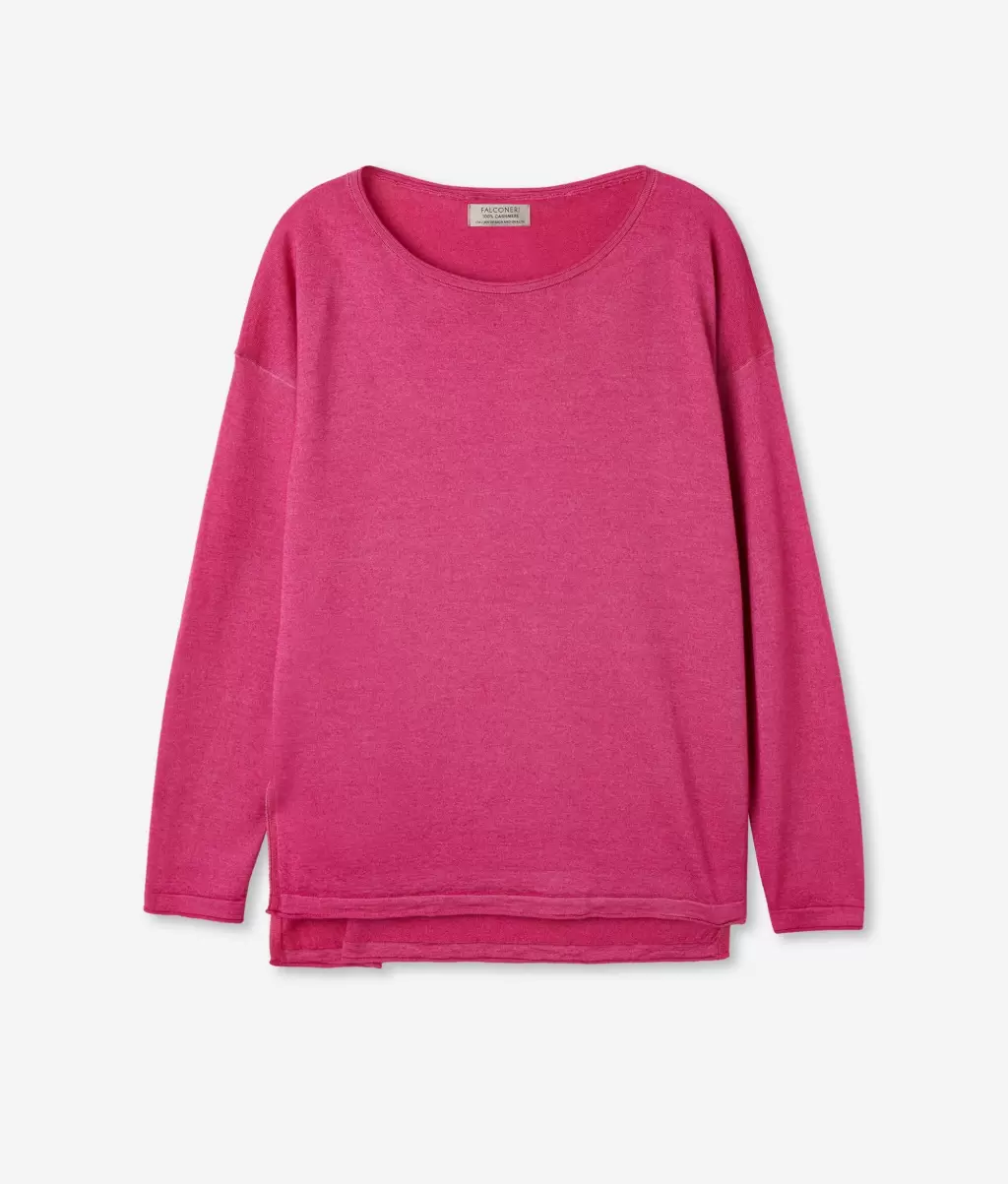 Swetry Z Okrągłym Dekoltem Bluzka Z Dekoltem W Łódkę Z Kaszmiru Ultrafine Kobieta Falconeri Pink - 4