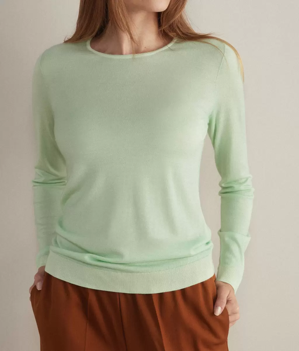 Kobieta Green Swetry Z Okrągłym Dekoltem Falconeri Bluzka Z Okrągłym Dekoltem Z Kaszmiru Ultrafine - 1