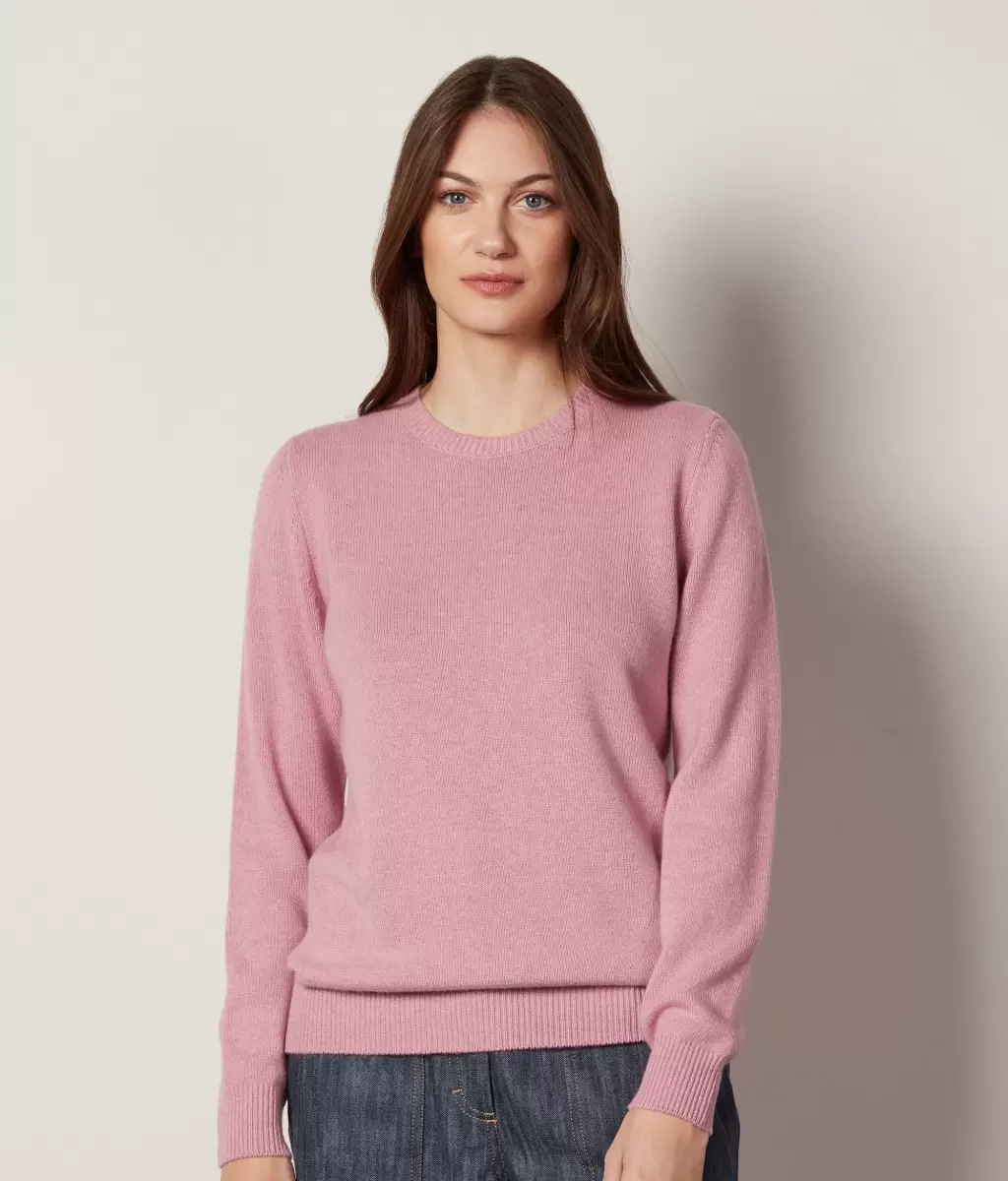 Swetry Z Okrągłym Dekoltem Pulower Z Kaszmiru Ultrasoft Pale_Pink Falconeri Kobieta - 1
