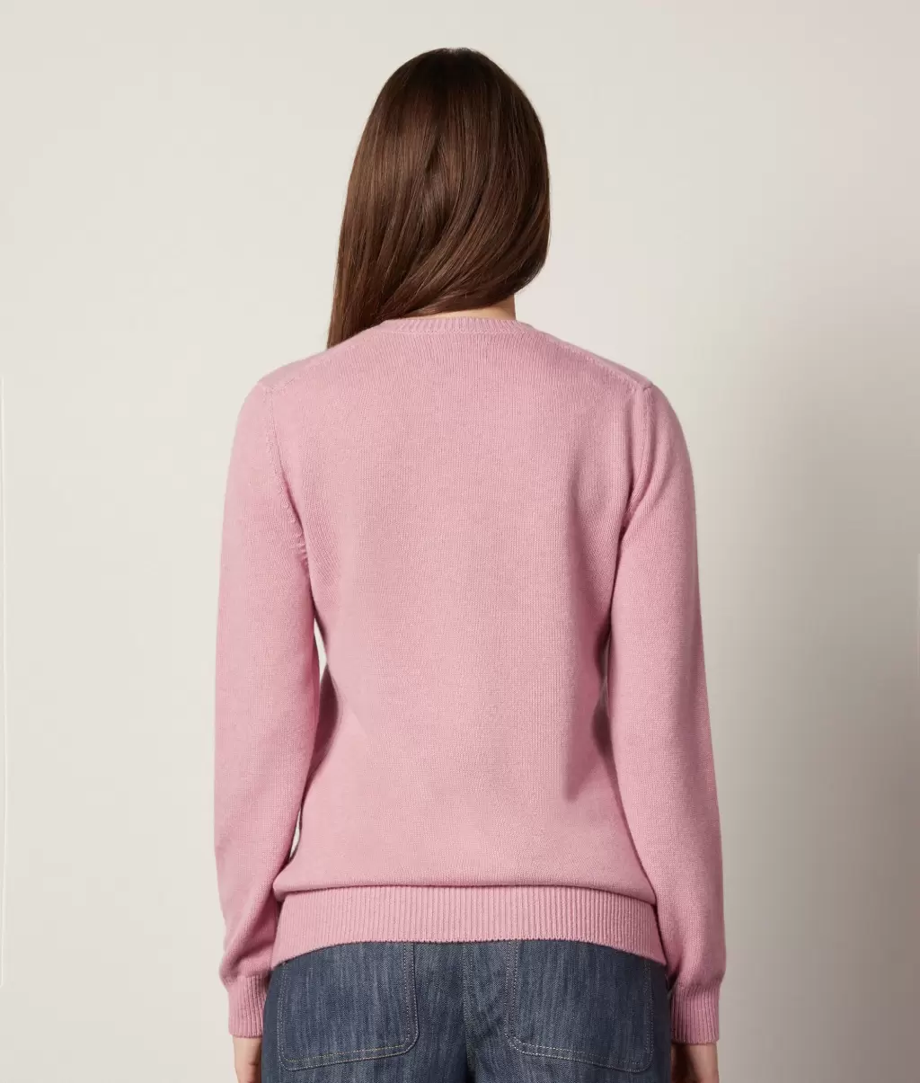 Swetry Z Okrągłym Dekoltem Pulower Z Kaszmiru Ultrasoft Pale_Pink Falconeri Kobieta - 2
