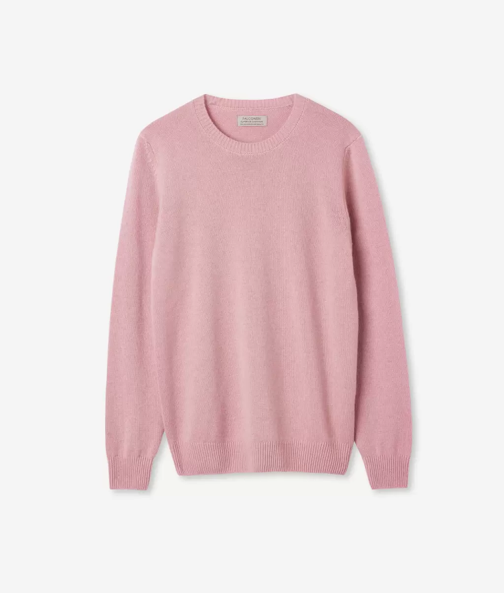 Swetry Z Okrągłym Dekoltem Pulower Z Kaszmiru Ultrasoft Pale_Pink Falconeri Kobieta - 4