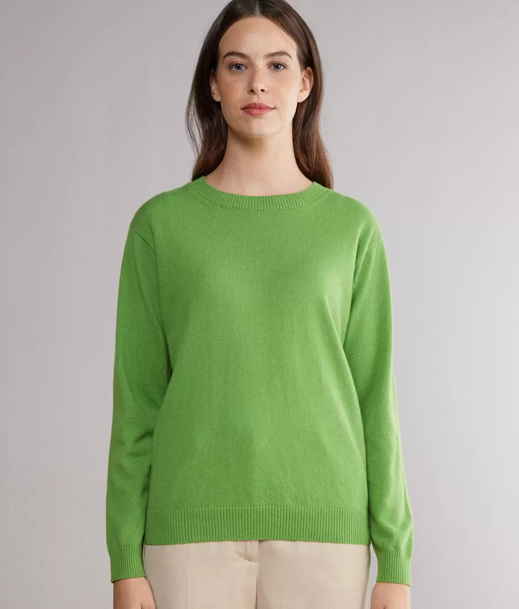 Sweter Z Dekoltem W Łódkę Z Kaszmiru Ultrasoft Swetry Z Okrągłym Dekoltem Falconeri Green Kobieta - 1