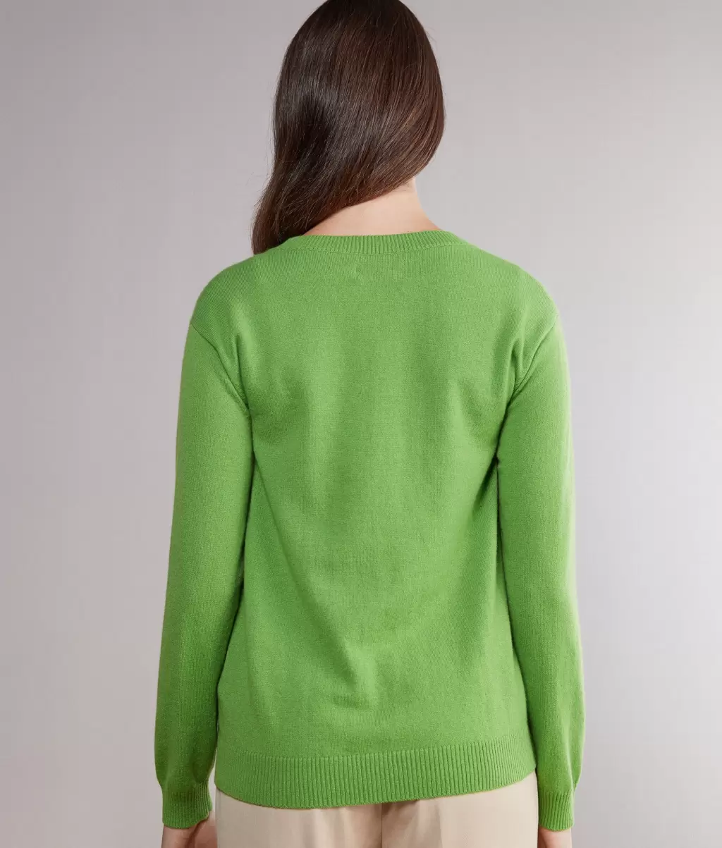 Sweter Z Dekoltem W Łódkę Z Kaszmiru Ultrasoft Swetry Z Okrągłym Dekoltem Falconeri Green Kobieta - 2