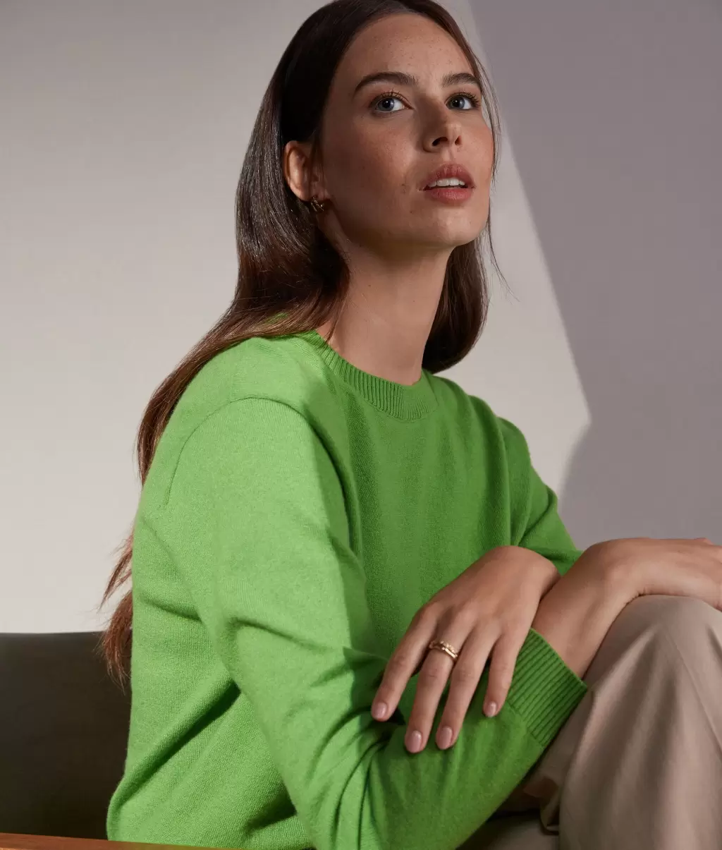 Sweter Z Dekoltem W Łódkę Z Kaszmiru Ultrasoft Swetry Z Okrągłym Dekoltem Falconeri Green Kobieta