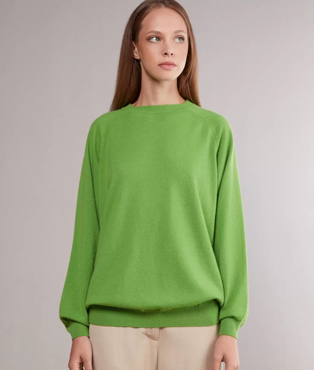 Falconeri Swetry Z Okrągłym Dekoltem Kobieta Bluzka Maxi Z Okągłym Dekoltem Z Kaszmiru Ultrasoft Green - 1