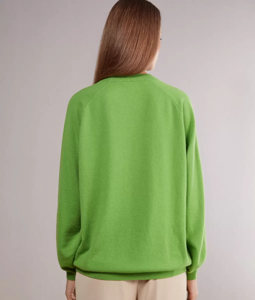 Falconeri Swetry Z Okrągłym Dekoltem Kobieta Bluzka Maxi Z Okągłym Dekoltem Z Kaszmiru Ultrasoft Green - 2