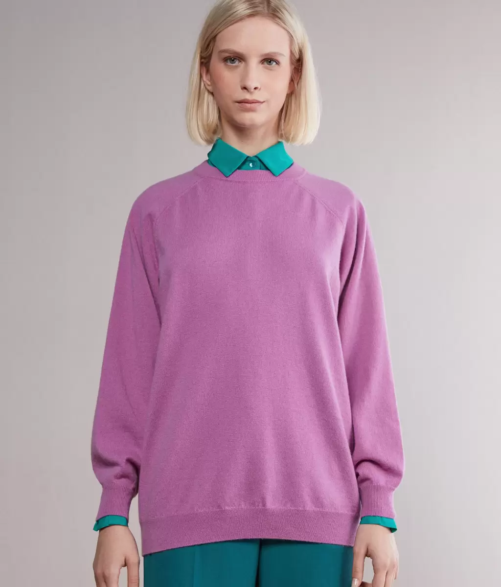 Falconeri Swetry Z Okrągłym Dekoltem Kobieta Bluzka Maxi Z Okągłym Dekoltem Z Kaszmiru Ultrasoft Pink - 1