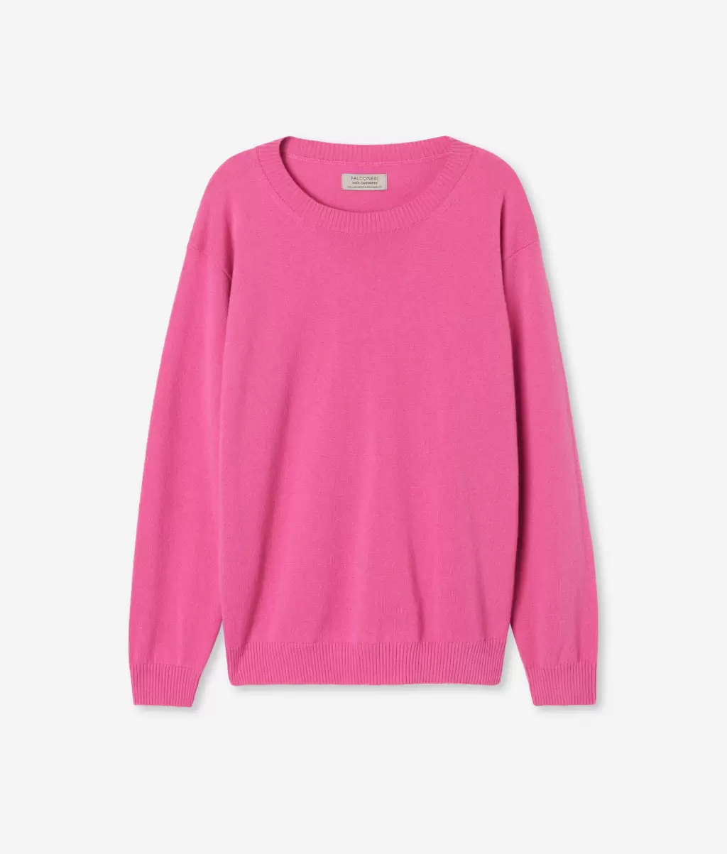 Pink Swetry Z Okrągłym Dekoltem Falconeri Sweter Z Dekoltem W Łódkę Z Kaszmiru Ultrasoft Kobieta - 4