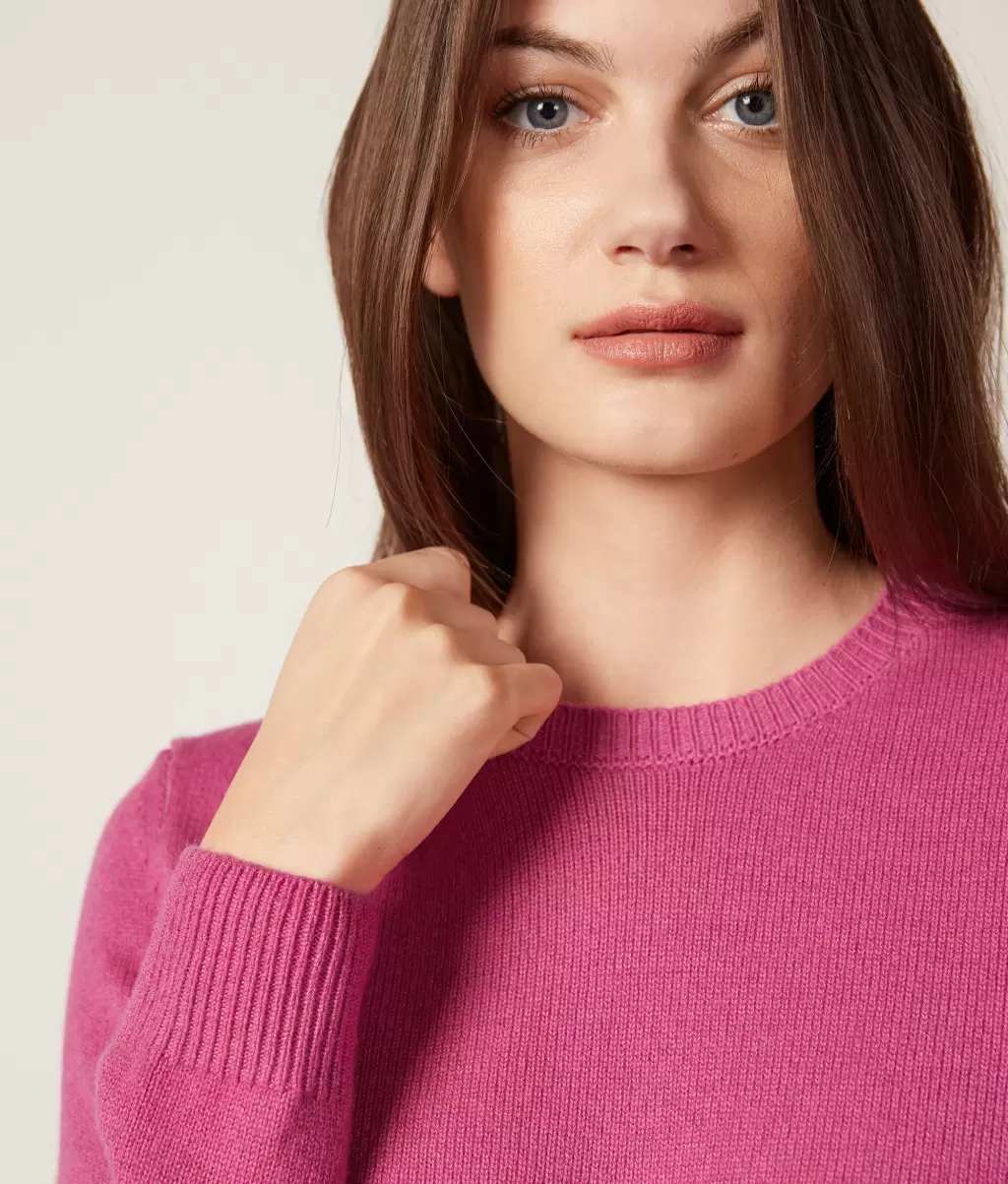 Pink Falconeri Swetry Z Okrągłym Dekoltem Pulower Z Kaszmiru Ultrasoft Kobieta - 3