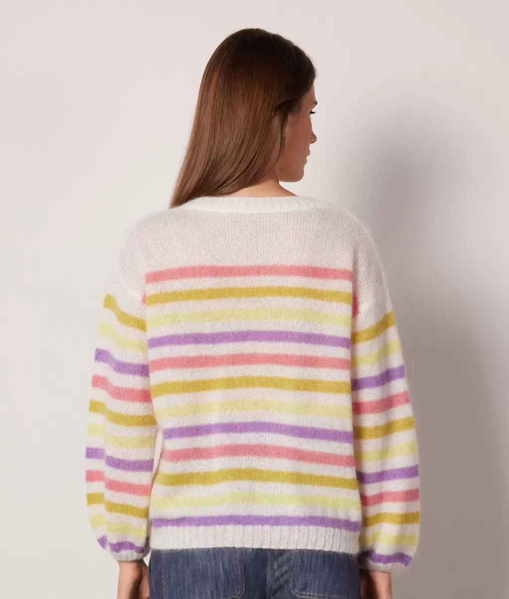 Swetry Z Okrągłym Dekoltem Pulower Z Moheru W Paski Falconeri Multicolor Kobieta - 2