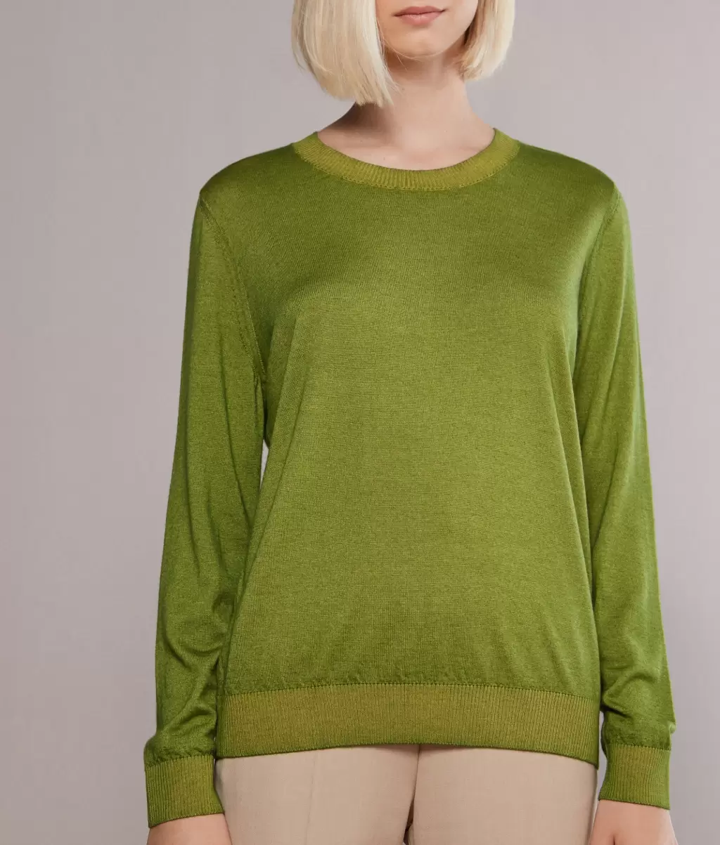 Swetry Z Okrągłym Dekoltem Kobieta Pulower Z Kaszmiru Ultrafine Green Falconeri - 1