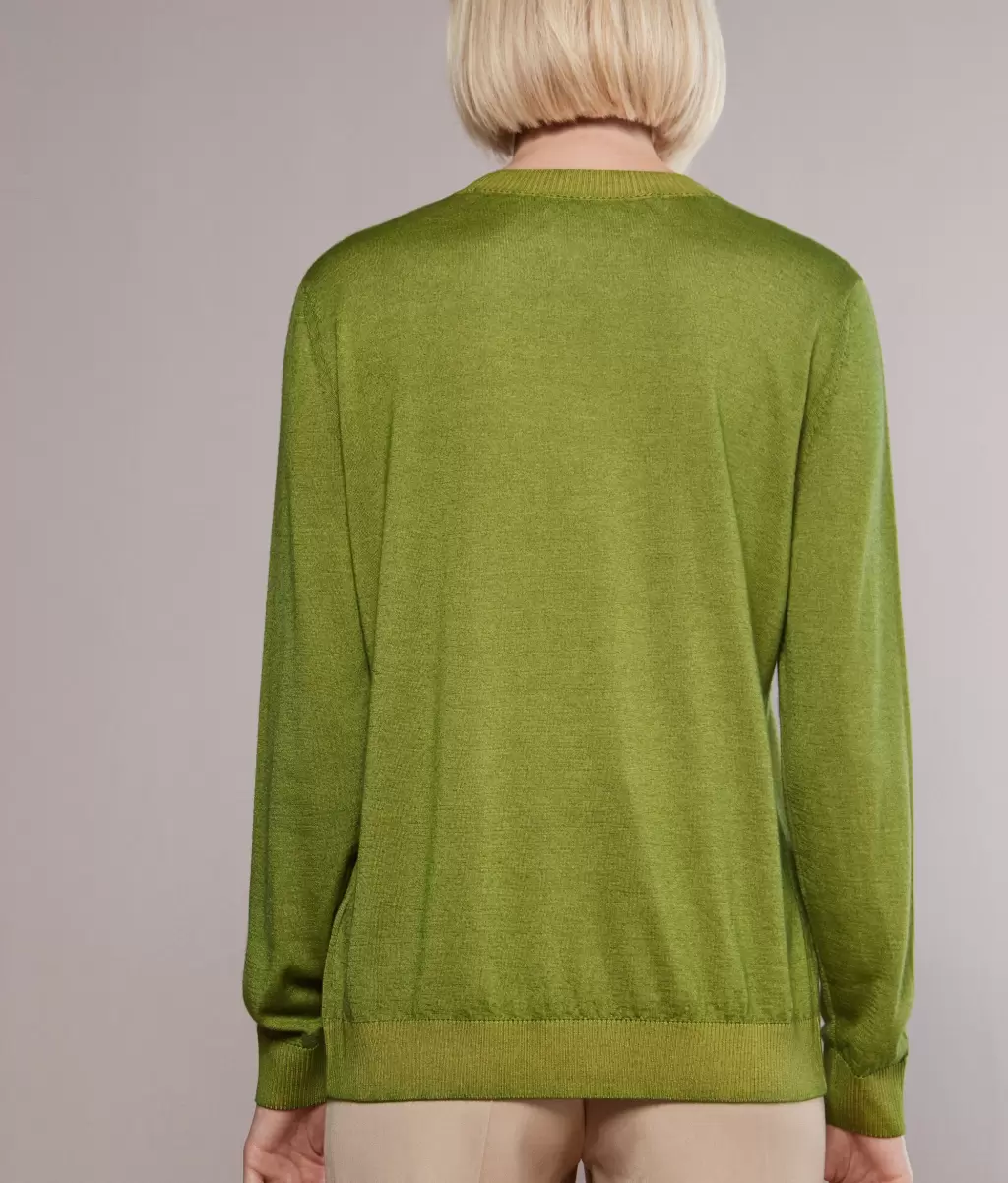 Swetry Z Okrągłym Dekoltem Kobieta Pulower Z Kaszmiru Ultrafine Green Falconeri - 2