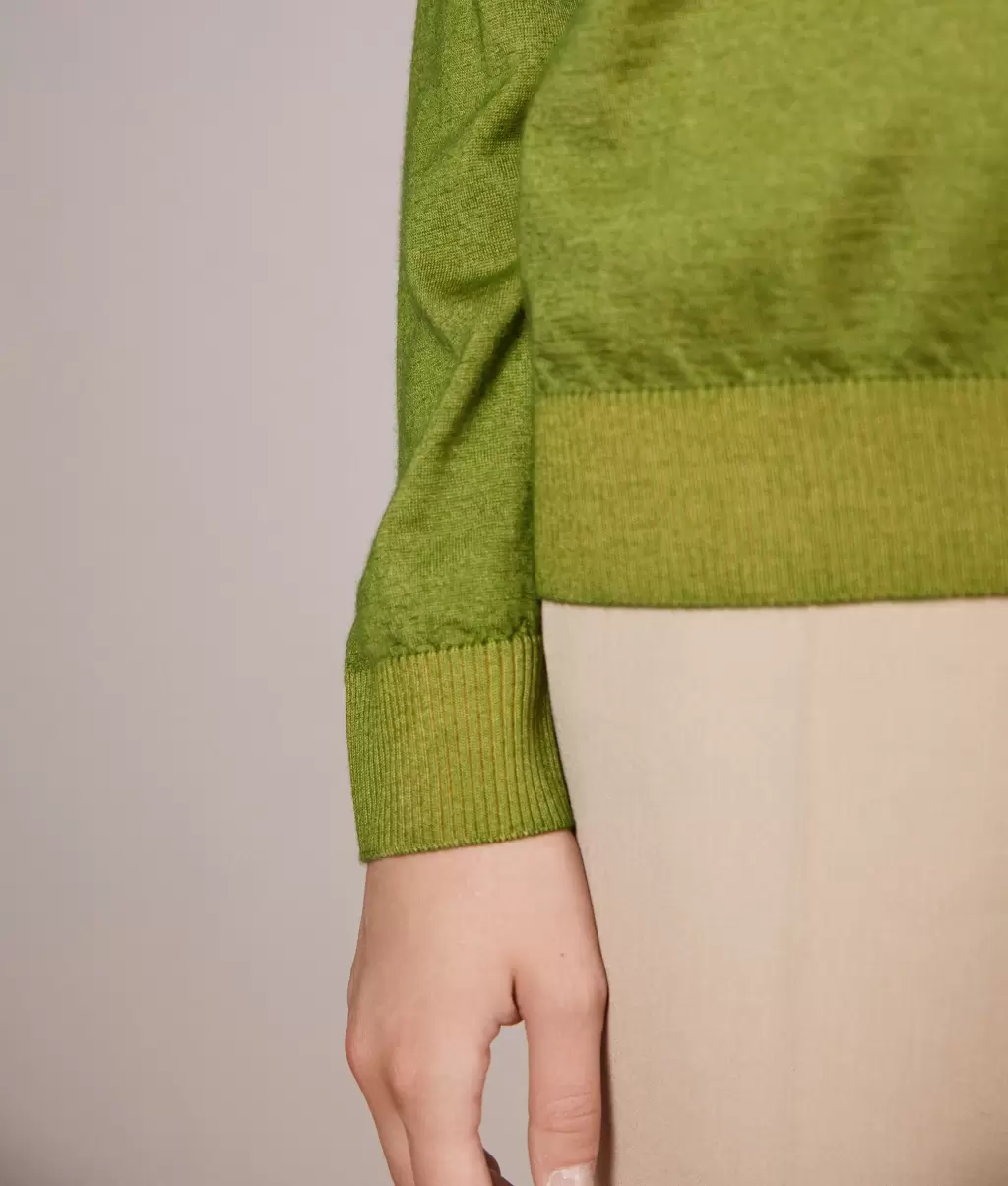 Swetry Z Okrągłym Dekoltem Kobieta Pulower Z Kaszmiru Ultrafine Green Falconeri - 3