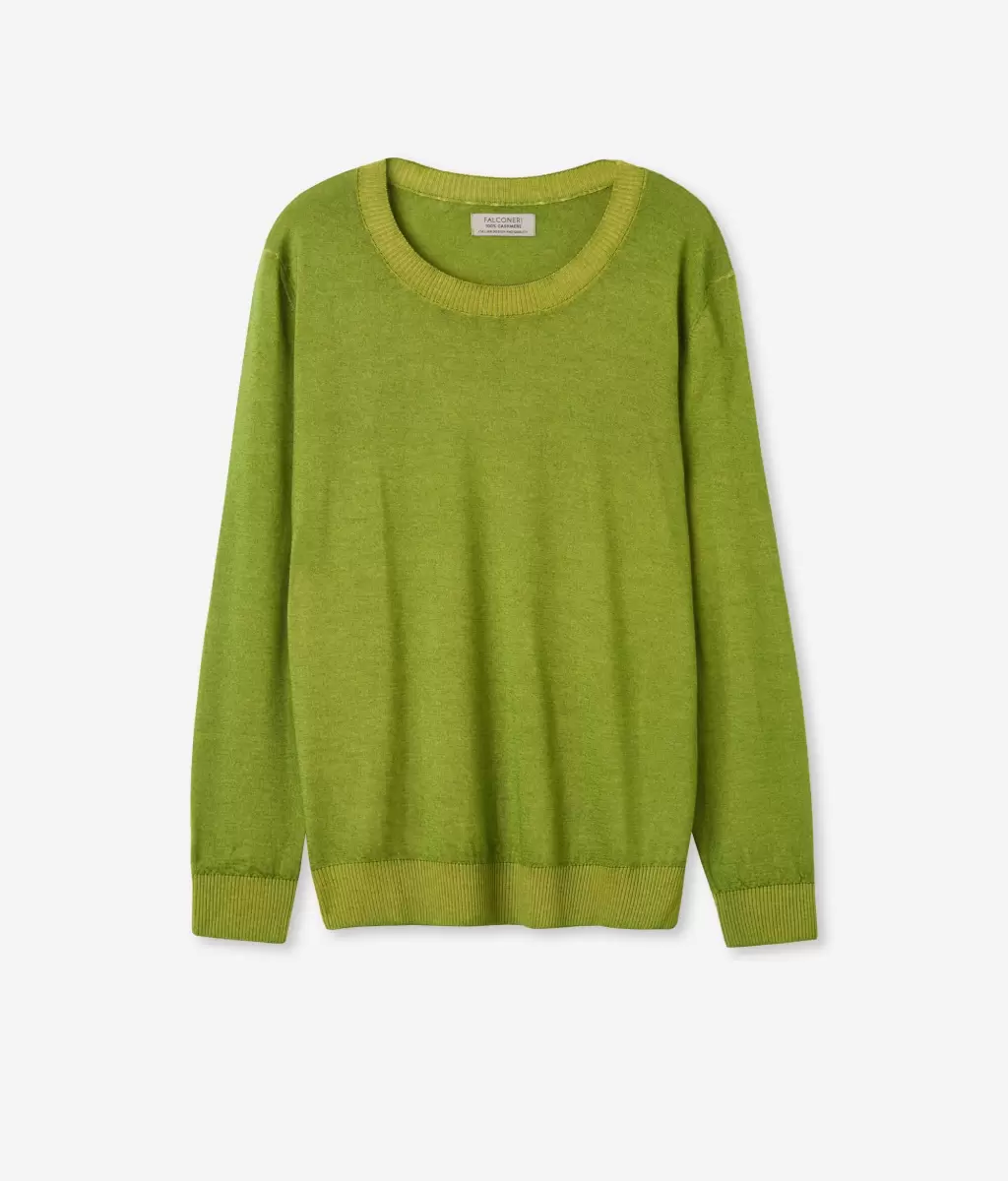 Swetry Z Okrągłym Dekoltem Kobieta Pulower Z Kaszmiru Ultrafine Green Falconeri - 4