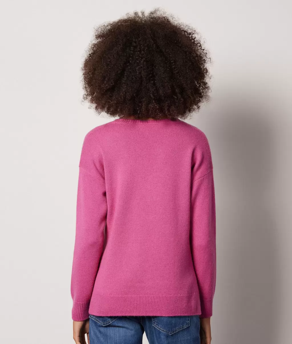 Kobieta Sweter Z Dekoltem W Serek I Rozcięciami Z Kaszmiru Ultrasoft Pink Swetry Z Dekoltem W Serek Falconeri - 2