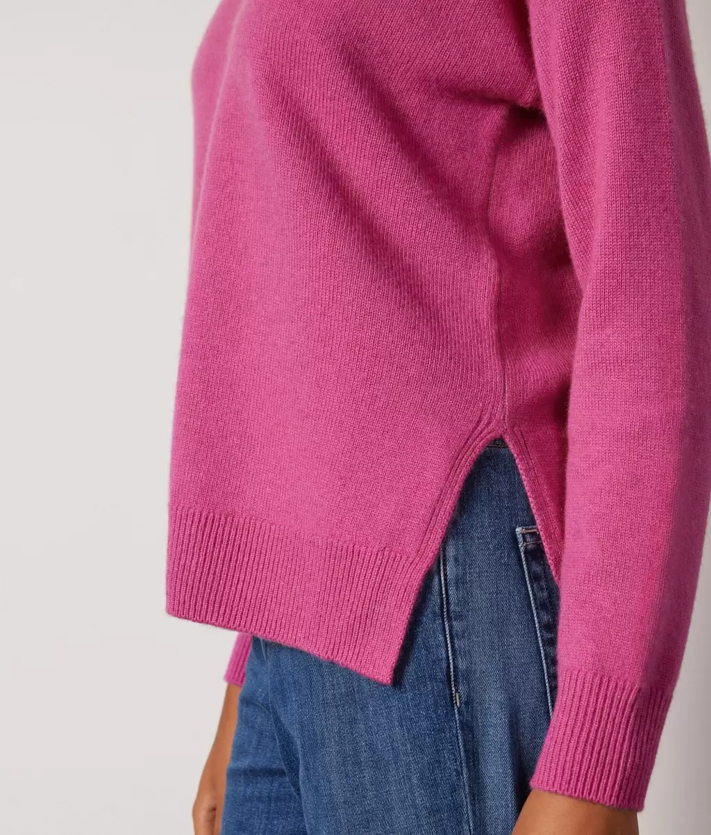Kobieta Sweter Z Dekoltem W Serek I Rozcięciami Z Kaszmiru Ultrasoft Pink Swetry Z Dekoltem W Serek Falconeri - 3