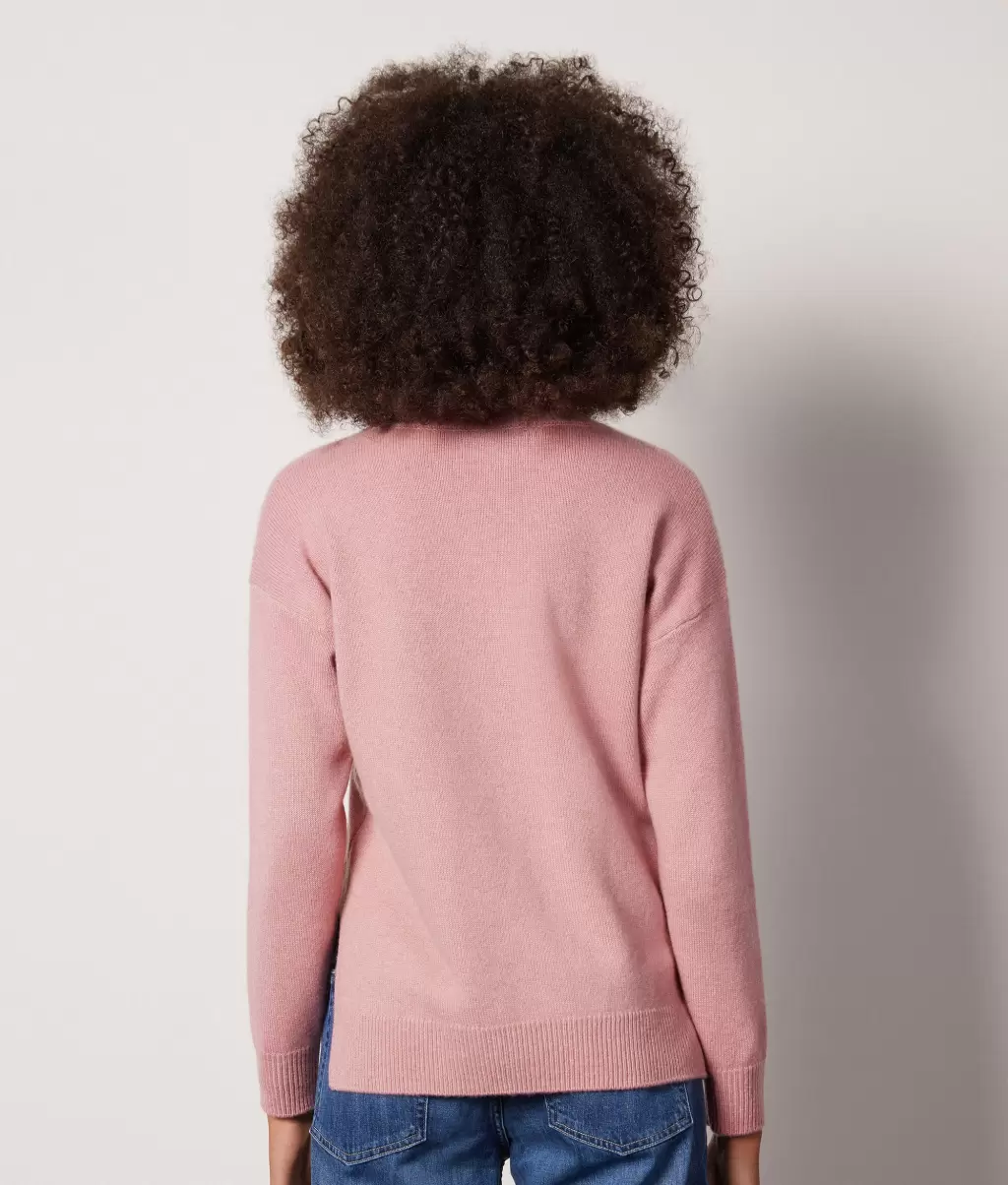 Kobieta Sweter Z Dekoltem W Serek I Rozcięciami Z Kaszmiru Ultrasoft Swetry Z Dekoltem W Serek Pale_Pink Falconeri - 2