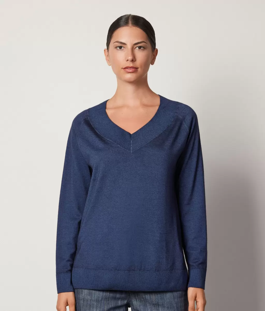 Blue Falconeri Swetry Z Dekoltem W Serek Kobieta Sweter Z Dekoltem W Serek Z Kaszmiru Ultrafine - 1