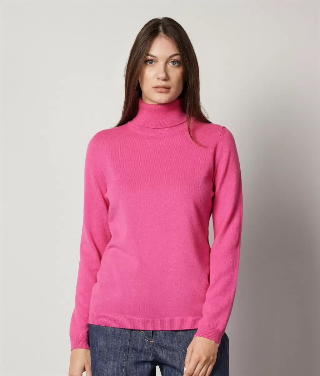 Kobieta Sweter Z Golfem Z Kaszmiru Ultrasoft Falconeri Golfy Pink - 1