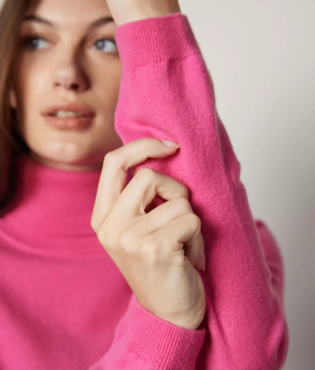 Kobieta Sweter Z Golfem Z Kaszmiru Ultrasoft Falconeri Golfy Pink - 3