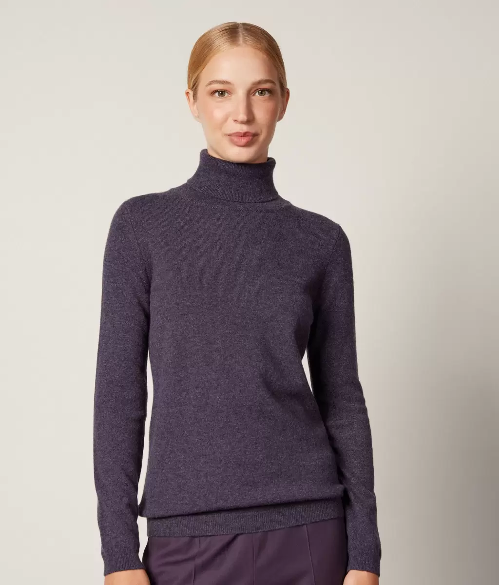 Golfy Sweter Z Golfem Z Kaszmiru Ultrasoft Violet Kobieta Falconeri - 1