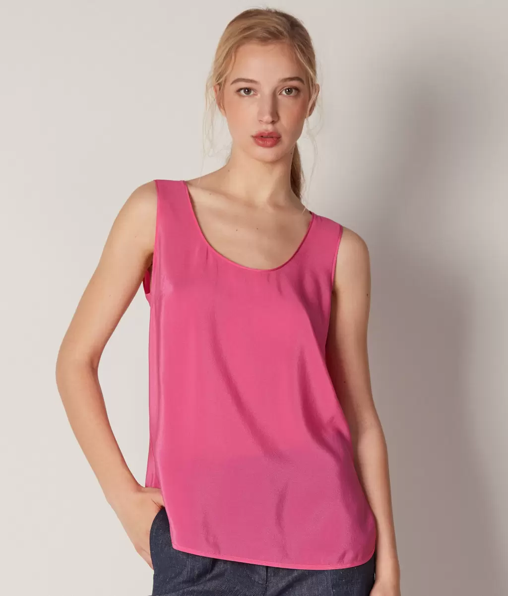 Pink Kobieta Jedwabny Podkoszulek Z Dużym Dekoltem Topy I T-Shirty Falconeri - 1