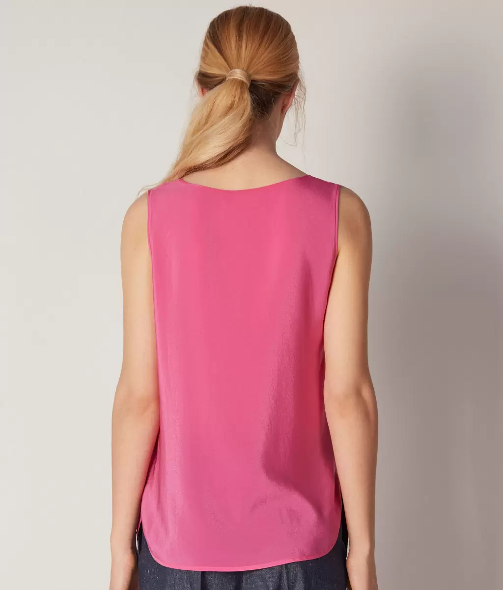 Pink Kobieta Jedwabny Podkoszulek Z Dużym Dekoltem Topy I T-Shirty Falconeri - 2