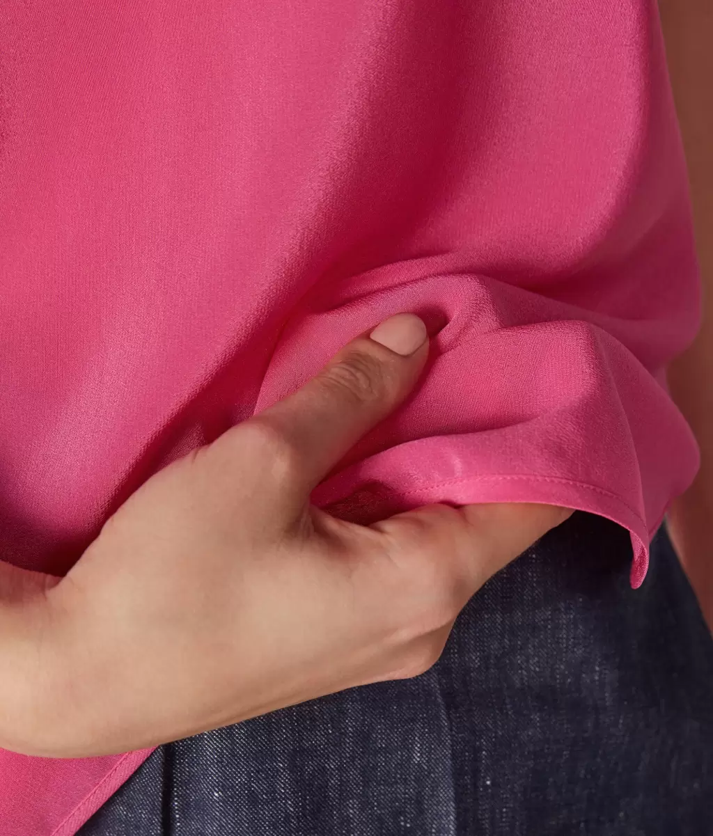 Pink Kobieta Jedwabny Podkoszulek Z Dużym Dekoltem Topy I T-Shirty Falconeri - 3
