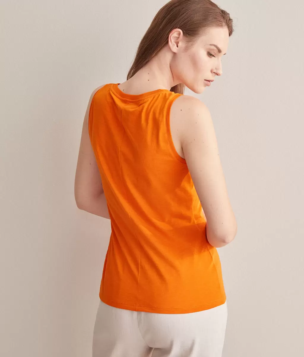 Falconeri Kobieta Topy I T-Shirty Top Bokserka Z Dużym Dekoltem Z Jedwabiu Fresh Orange - 2