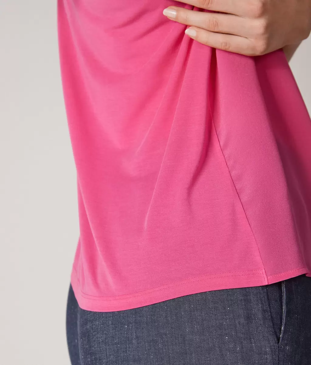 Topy I T-Shirty Kobieta Jedwabna Koszulka Z Okrągłym Dekoltem Falconeri Pink - 3