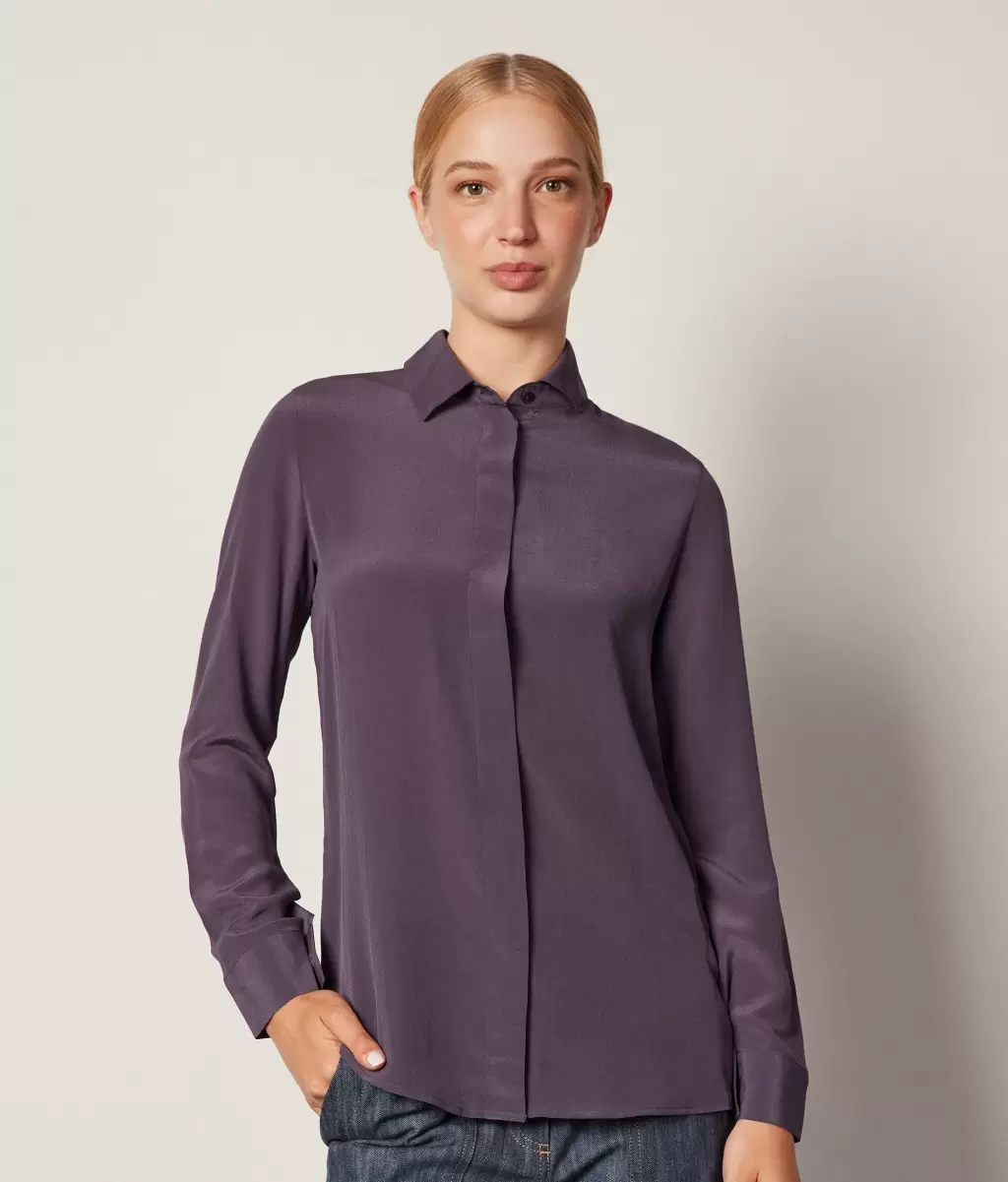 Falconeri Koszule I Bluzki Jedwabna Koszula Z Kołnierzykiem Kobieta Violet - 1