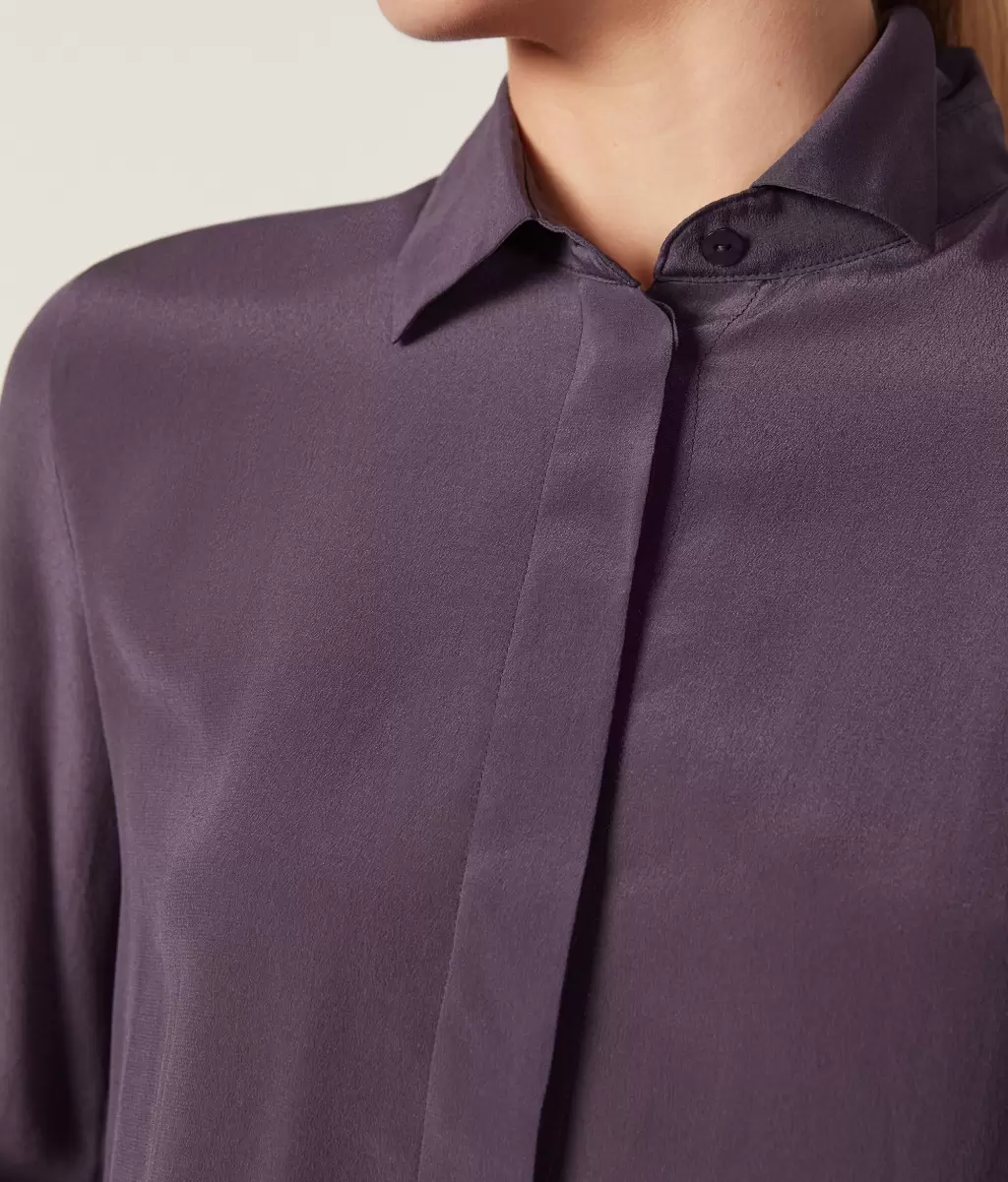 Falconeri Koszule I Bluzki Jedwabna Koszula Z Kołnierzykiem Kobieta Violet - 3