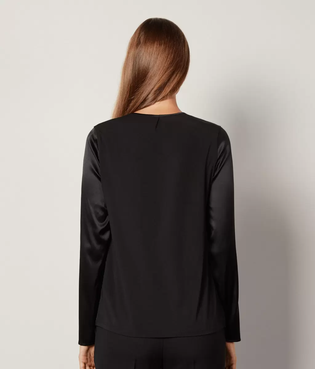 Koszule I Bluzki Kobieta Black Falconeri Bluzka Z Okrągłym Dekoltem Z Satyny Jedwabnej - 2