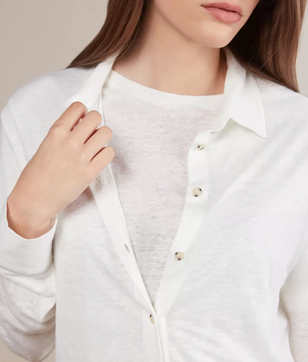 White Koszula Z Lnianego Dżerseju Koszule I Bluzki Falconeri Kobieta - 3