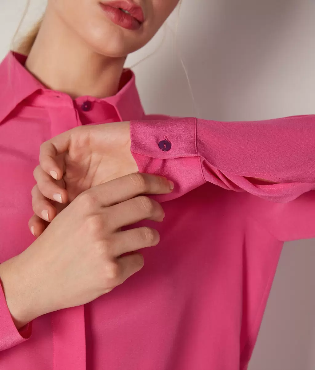 Koszule I Bluzki Pink Kobieta Jedwabna Koszula Z Kołnierzykiem Falconeri - 3