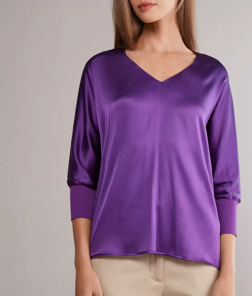 Falconeri Koszule I Bluzki Violet Jedwabna Bluzka Z Dekoltem W Serek Kobieta - 1