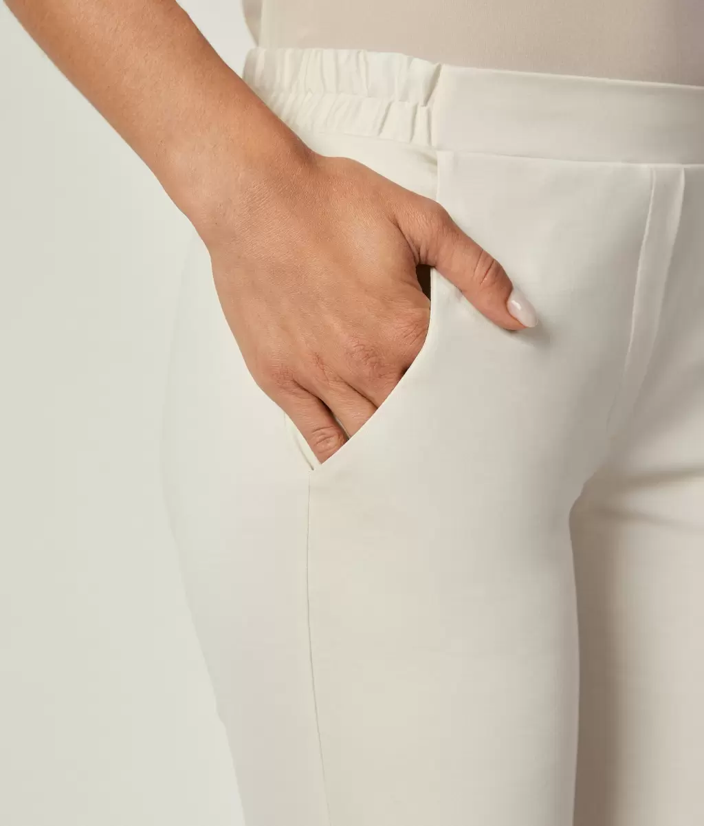 Bawełniane Spodnie Cygaretki Kobieta Falconeri Cygaretki White - 3