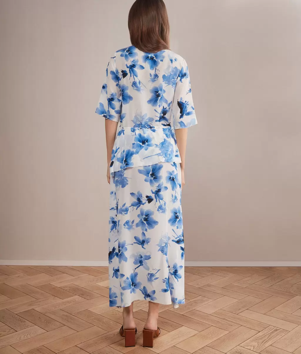 Falconeri Sukienki I Spódnice Długa Sukienka Ze Wzorzystego Jedwabiu Kobieta Blue - 2